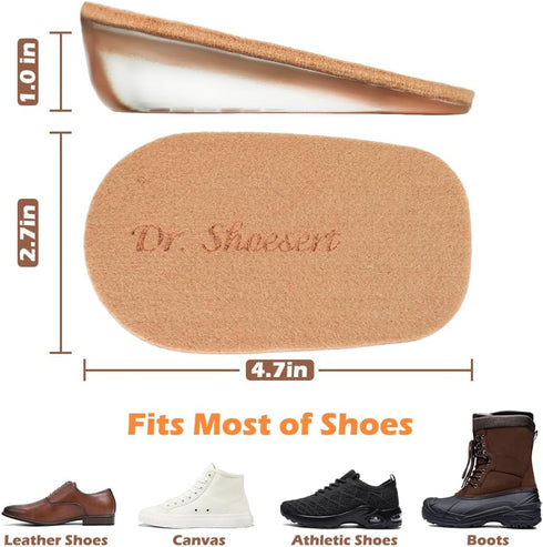 Dr. Shoesert Height Increase Insoles for Men and Women, Wool Felt Gel Heel Cushion Inserts for Leg Length Discrepancy, Shock-Absorbing Shoe Lifts ...