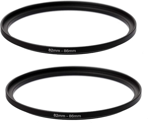 (2 Pcs) 82-86MM Step-Up Ring Adapter, 82mm to 86mm Step Up Filter Ring, 82 mm Male 86 mm Female Stepping Up Ring for DSLR Camera Lens and ND UV CP...