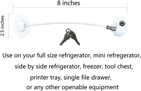 1 Pack Refrigerator Lock with 2 Keys, Refrigerator Lock Dorm Freezer Door Lock and Child Safety Cabinet Lock with Strong Adhesive....