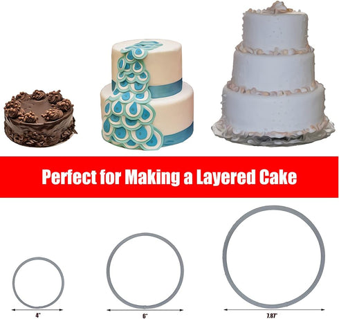 3 Tier Round Multilayer Anniversary Birthday Cake Baking Pans,Stainless Steel 3 Big Sizes Rings Round Molding Mousse Cake Rings(Round-shape,4 Inch...