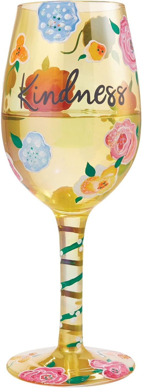Enesco Designs by Lolita Kindness Floral Hand-Painted Artisan Wine Glass, 15 Ounce, Multicolor...