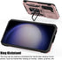 for Samsung Galaxy S23 Plus Case, Shockproof Phone Case with Sliding Camera Cover & Rotatable Ring Holder Kickstand + Tempered Glass Screen Protec...
