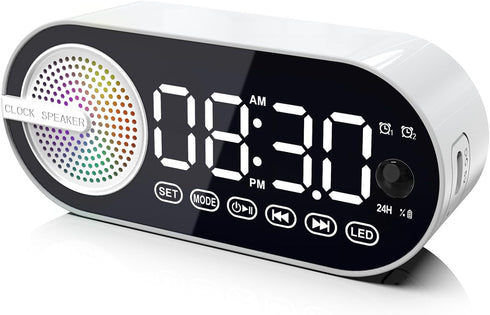 Digital Alarm Clock Bluetooth Speaker, Dual Alarm Clock for Bedroom Wireless Speaker BT 5.0 with Rechargeable 1200mAh Battery, Support FM, TF Card...