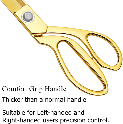Premium Tailor Scissors,Heavy Duty Sewing Scissors Gold Titanium Coating Stainless Steel Fabric Scissors Leather Comfort Grip Shears Professional ...
