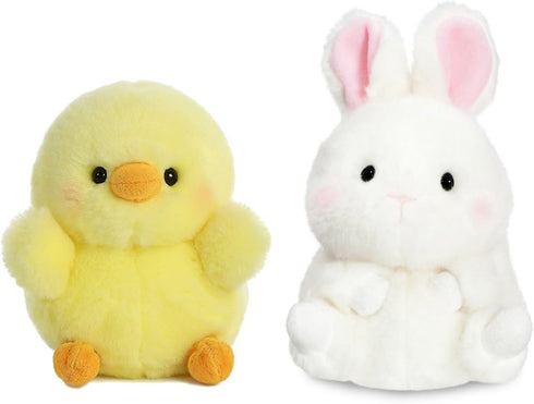 Aurora Bundle of 2 5" Beanbag Stuffed Animals: Chickadee Chick and Bunbun Bunny...