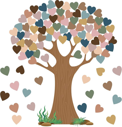 Boho Classroom Tree Bulletin Board Set with Heart Shape Cutouts, Welcome Classroom Bulletin Tree Wall Decors Supplies for School Elementary Teache...