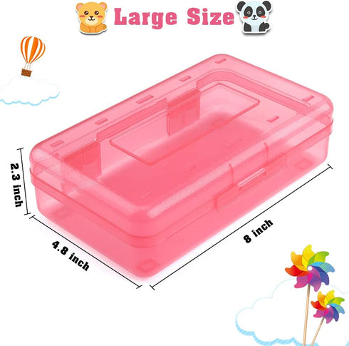 Pencil Box, Large Capacity Clear Pencil Case, 1 Pack Hard Pencil Case, Clear Crayon Box with Snap-tight Lid Stackable Design, Plastic Storage Box ...