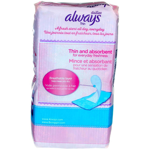 Always Dailies Liners Thin Regular 60 Count (2 Pack)...