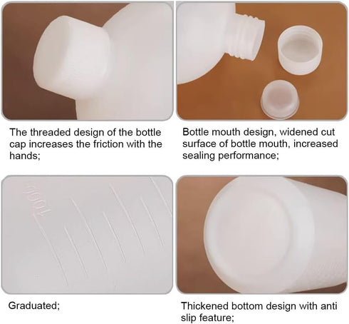 2PCS 500ml/17oz Empty Plastic Small Mouth Graduated Lab Chemical Container Reagent Bottle Sample Liquid Sealing Reagent Bottle Boston Rounds Liqui...