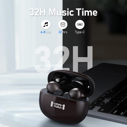 CALCINI Wireless Earbuds, Bluetooth Headphones 5.3 with LED Power Display Charging Case,True Wireless Earphones Deep Bass Stereo Sound TWS Microph...