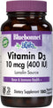 BlueBonnet Nutrition Vitamin D3 400 IU Vegetable Capsule, Aids in Muscle and Skeletal Growth, Cholecalciferol from Lanolin, Non GMO, Gluten Free, ...