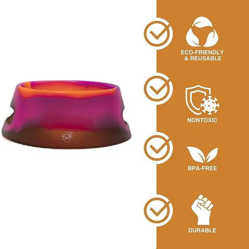 Silipint: Aqua-Fur Silicone Dog Bowl: Sun Storm - 18oz Colapsible/Foldable, Lightweight, Feed & Water Dish, Pet Travel...