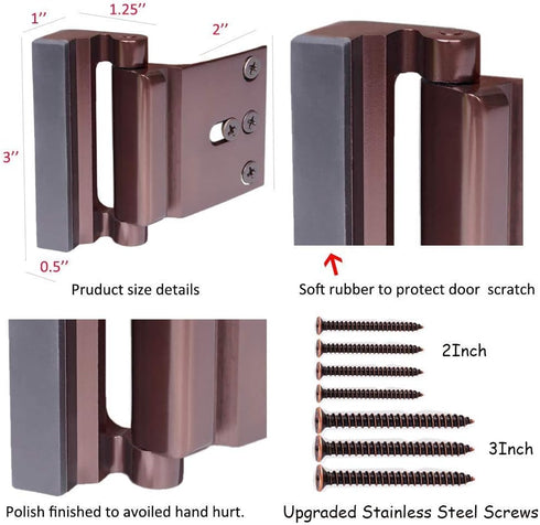Door Lock Child Proof, Home Security Door Reinforcement Lock Withstand 800 lbs Door Latch Double Safety Security Protection for Your Home (Brown D...