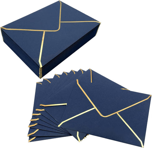 50 PCS Invitation Envelopes, 5x7 Envelopes for Invitations Blue Envelopes for 5x7 Cards A7 Luxury Envelopes Mailing Envelopes for Wedding, Graduat...