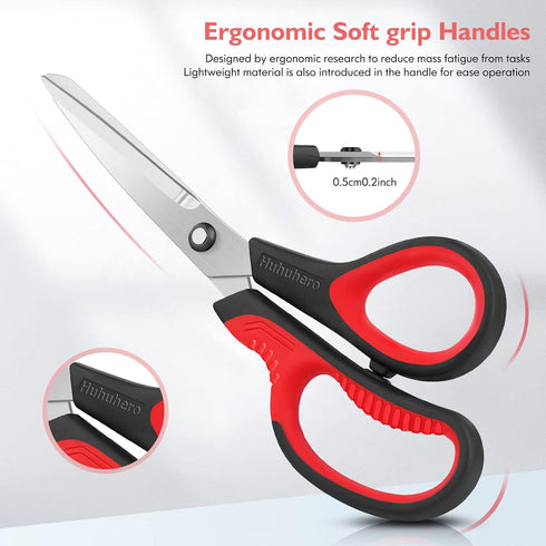 Scissors, Huhuhero 8.7" Multipurpose Scissors Heavy Duty, Titanium Sharp Scissors for Office Home Sewing High School Students, Comfort Grip Handle...