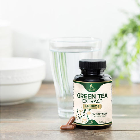 Green Tea Extract Weight Loss Pills 1000mg 98% Standardized EGCG - 3X Strength for Natural Energy - Supports Heart Antioxidant Health with Polyphe...