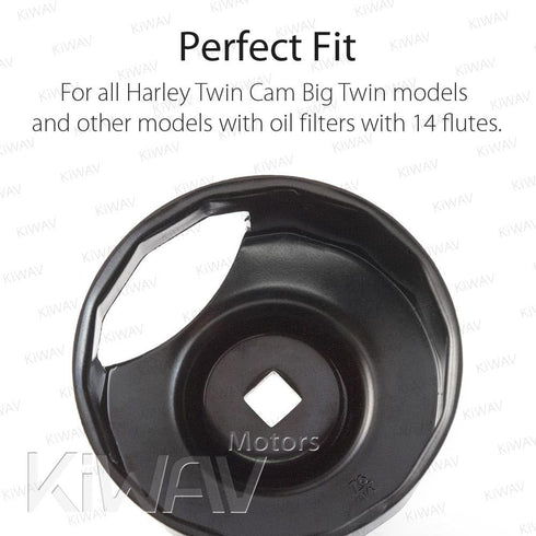 KiWAV Oil Filter Cap Wrench Tool for 1984-2021 Harley Spin-on Oil Filters (Except '15-later XG) Twin Cam Oil Filters with 76 x 14 Flutes (Crank Se...