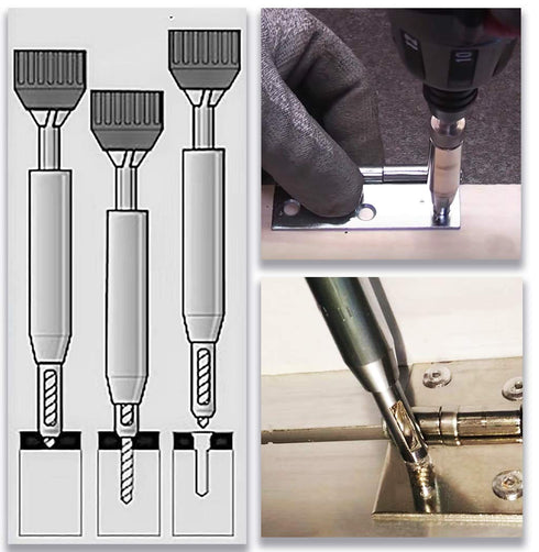 Self Centering Drill Bit Set, 4 PCS HSS Self-Centering Hinge Tapper Core Drill Bit Set, Woodworking Tools and Accessories 5/64", 7/64", 9/64", 11/...