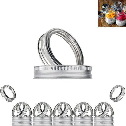 20pcs Rust Resistant Silver Mason Jar Replacement Rings, 87mm Wide Mouth Bands for Canning Lids, Storage (20pcs)...