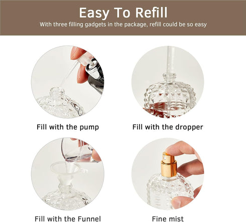 2 Pack 50ml Refillable Spray Perfume Bottles, Empty Clear Perfume Atomizer, Portable Perfume Mist Spray Bottle Travel Perfume Dispenser (50ML, Gol...