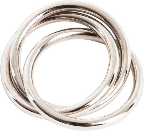 SARO LIFESTYLE Three Rings Design Napkin Ring (Set of 4), Silver...