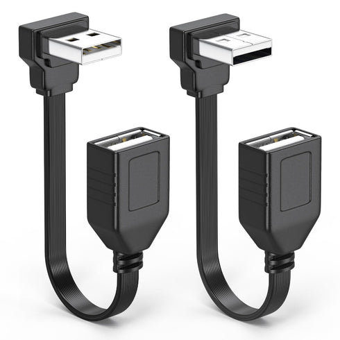 2PCS 90 Degree USB2.0 Extension Cable Flat Right Angle USB Male to Female Adapter Short Soft USB Cable 8inch-20CM (UP Angle+Down Angle)...