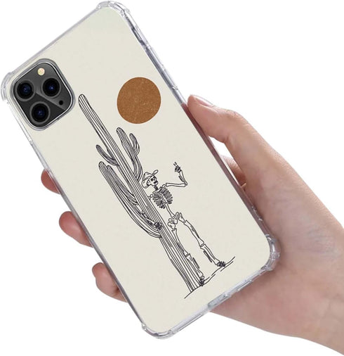 Skull Cowboy Phone Case Compatible with iPhone 15 Pro Max, West Wild Sunset Cactus Cover for Men Girls Women Boys, Shockproof Protective TPU Case ...