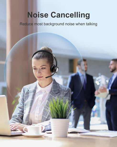 Link Dream Trucker Bluetooth Headset 20H Talktime Wireless Headset with 270°Rotatable Noise Cancelling Microphone USB Dongle for Online Meeting, O...