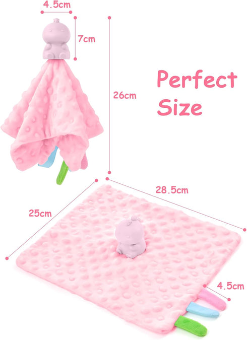 Baby Security Blanket,Soft Lovey Blanket Unisex Lovie Baby Gifts for Newborn Boys and Girls Snuggle Toy Stuffed Animal for Infant and Toddler (Pin...