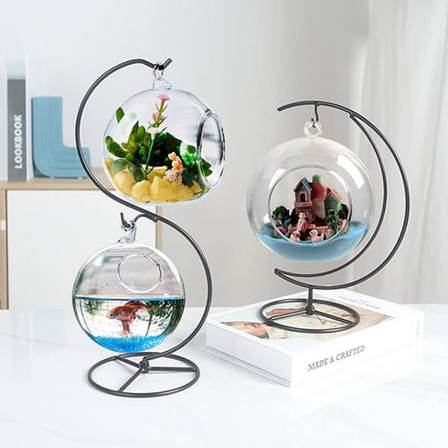 Ornament Display Stand Air Plant Stand Iron Hanging Stand Flower Pot Stand Rack Holder for Hanging Glass Globe Witch Ball Terrarium Christmas Orna...