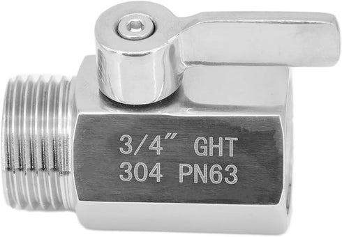 Stainless Steel Garden Hose 3/4" Shut Off Valve GHT Thread Heavy Duty Ball Valve Connector...