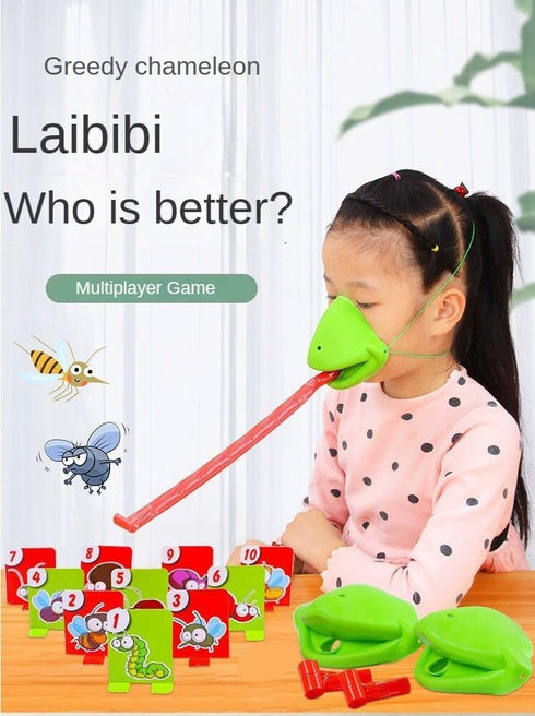 Frog Tongue Game with Blowing air, Two-Pack and Four-Pack, Insect Cardboard Included, Multiplayer Game! (Quad)...
