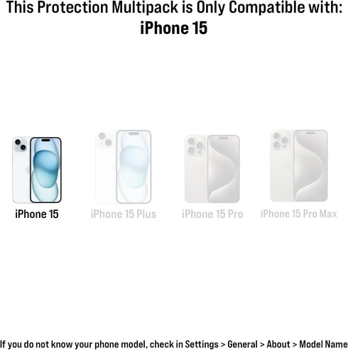 Scooch (5-in-1 iPhone 15 Screen Protector (3-Pack) with Camera Lens Protector (2-Pack) Premium 9H Tempered Glass, Anti-Scratch, Anti-Fingerprint, ...