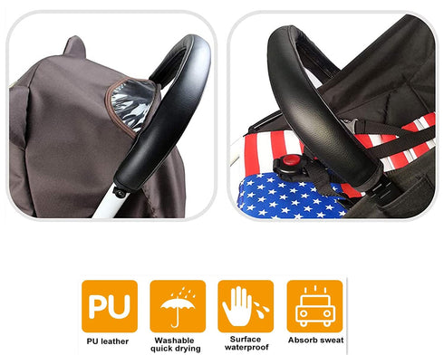 CHILDHOOD Baby Stroller Armrest Handle Sleeve Cover Universal Handle Cover Artificial Leather Black...