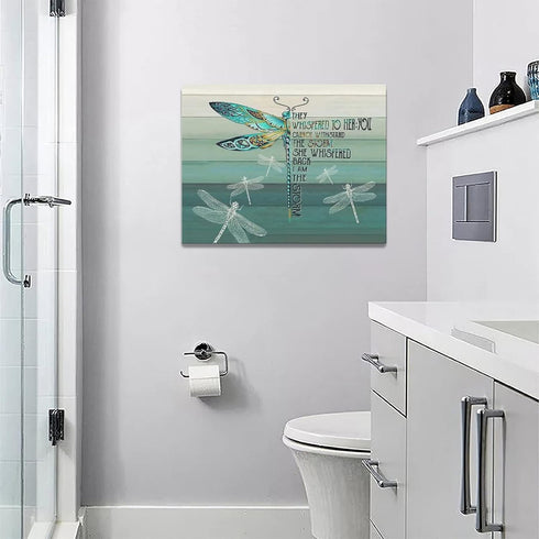 Dragonfly wall art Inspirational Quotes Wall Decor Gifts for Women Farmhouse Canvas Print She Whispered Back I Am The Storm Motivational Teal Pict...