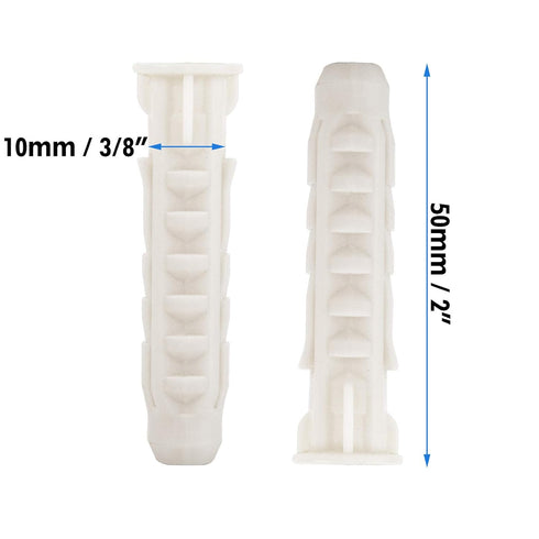Concrete Wall Anchors for TV Wall Mount Installation Suitable for Concrete Wall or Brick Wall Installation Plastic Anchor Bolts 10X50mm White 6pcs...