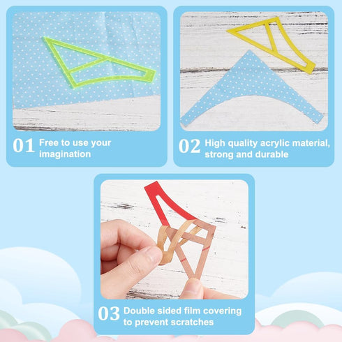 OLYCRAFT 5Pcs 5 Sizes Dog Bandana Sewing Template Set Small Reversible Sewing Quilting Acrylic Quilting Template Stencil Template Cutting Ruler fo...