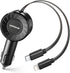 3-in-1 Retractable Car Charger with Retractable Cords, Small Fast Charge Retractable Car Phone Charger for iPhone and Android, Compatible with iPh...