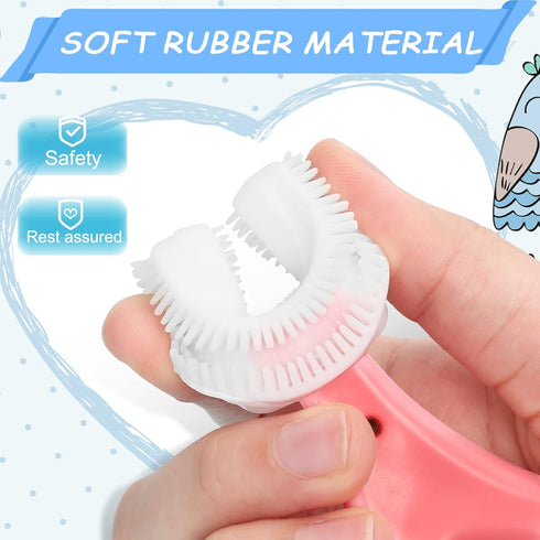 4 Pack U Shaped Toothbrush Kids, Kids Toothbrushes Soft Silicone Brush Head Whole Mouth Toothbrush with Handle 360 ° Oral Teeth Cleaning Design fo...