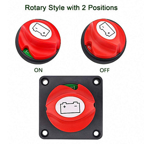 Waterproof Heavy Duty Battery Disconnect Isolator Switch (Panel Mount On-Off) 12/50V 200/1250Amps Master Cut/Shut Off Marine Battery Switch for Bo...
