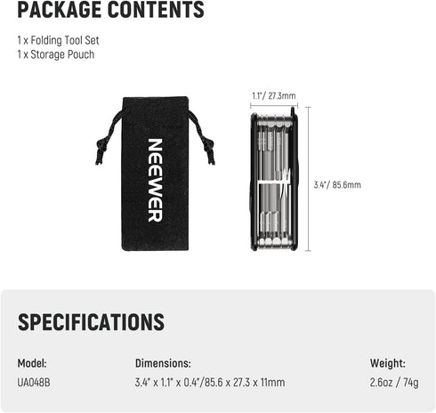 NEEWER 10 in 1 Folding Screwdrivers Tool Set: 4 Screwdrivers, 6 Hex Keys, Pocket Tool Compatible with SmallRig Camera Cage Rig Top Handle Tripod Q...