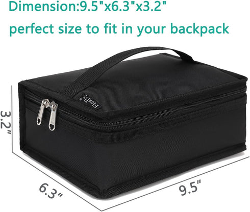 FlowFly Small Insulated Lunch box Portable Soft Bag Mini Cooler Thermal Meal Tote Kit with Handle for Work & School, Black...