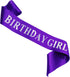 Birthday Girl Sash,Purple Satin Silver Iridescence Glitter Foil Sash,Queen Princess Party Decorations,Women's Birthday Party Supplies,16,18,21,30,...