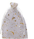 100Pcs 4x6 Inches Sheer Organza Drawstring Pouches Stars and Moon Wedding Party Favor Jewelry Candy Gift Bags (White)...