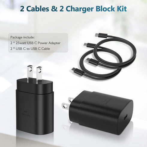USB C Fast Charger, 25W Samsung Charger Type C Super Fast Charging Android Phone Charger Block with 5ft Cable for Samsung Galaxy S23 Ultra/S23/S23...