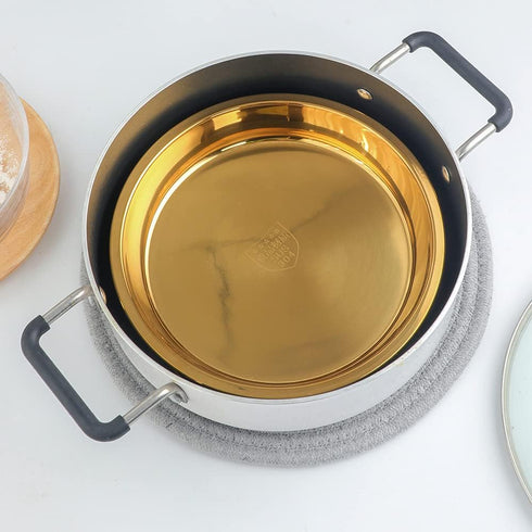 Buyer Star Stainless Steel Steaming Tray Cold Noodle Plate 9 Inch Everyday Pan Stainless Steel Big Green Egg Drip Pan Pizza Cake Baking Tray Liang...