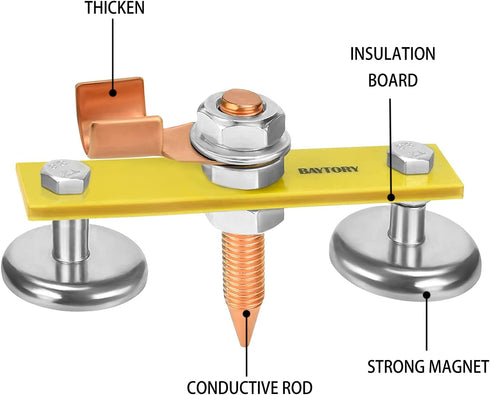 BAYTORY Upgrade Magnetic Welding Support Ground Clamp Tools, Double + Single Welding Magnet Head, Strong Magnetism Large Suction, Copper Tail Weld...