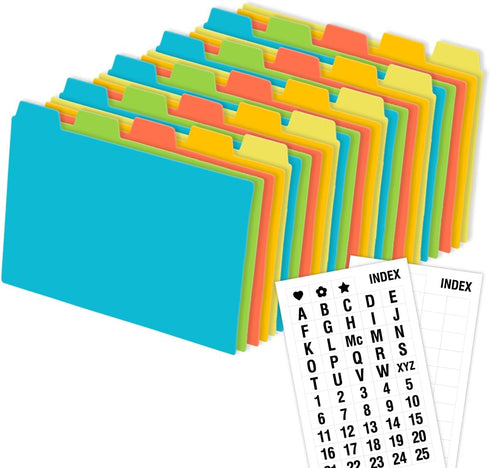 Chell 4x6 Plastic Index Card Dividers, Heavyweight Poly Index Card Guides A-Z for Flash Cards and Recipe Cards, with Alphabetical/Blank Stickers, ...