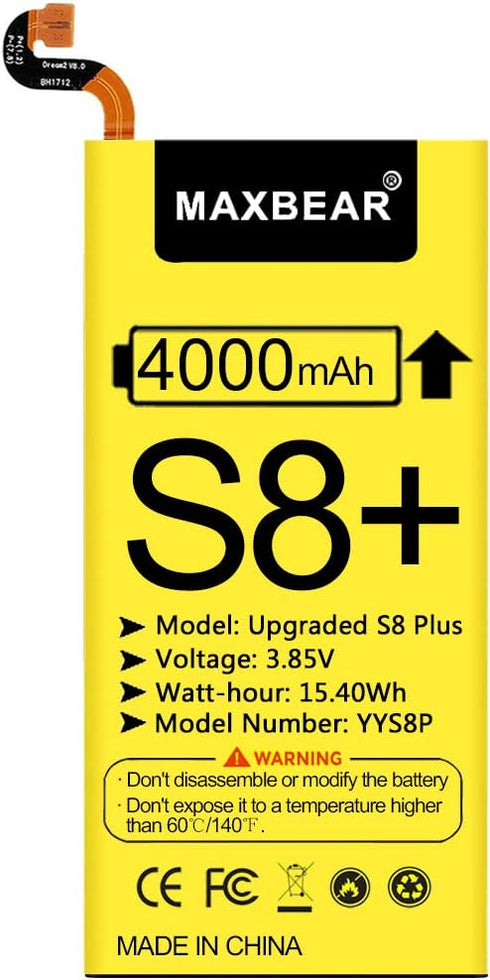 MAXBEAR Galaxy S8 Plus Battery, (Upgraded) 4000mAh 3.85V Li-Polymer Replacement Battery EB-BG955ABE for Samsung Galaxy S8 Plus SM-G955 G955V G955A...
