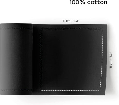 Cotton Cocktail Napkin - 4.3 x 4.3 in - 50 units per roll - Black...